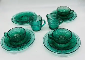 1930 Jeanette Doric a Pansy Ultramarínový čajový servis z depresie