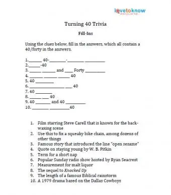 空白を埋める雑学クイズの手がかりを印刷します。