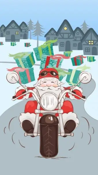 Papai Noel de motocicleta sem celular ou tablet