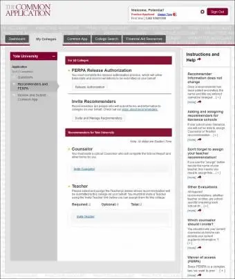 página de recomendación