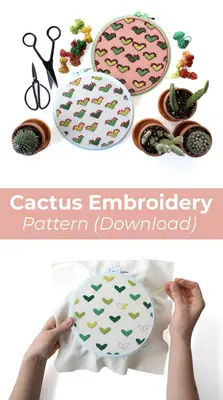 Cactus Love Embroidery (Download the Pattern)