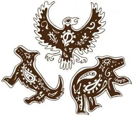 늑대, 독수리 및 곰 아메리카 원주민 부족 동물 상징; © John Takai | Dreamstime.com