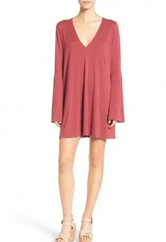 Lush Abito in maglia con scollo a V e maniche a campana