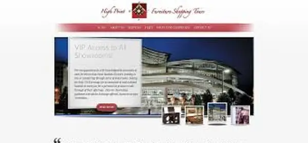 Captura de tela do site do High Point Furniture Shopping Tours