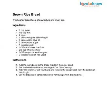 Receita de pão de arroz integral