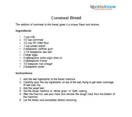 Receita de pão de fubá