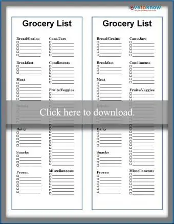 Lista della spesa stampabile