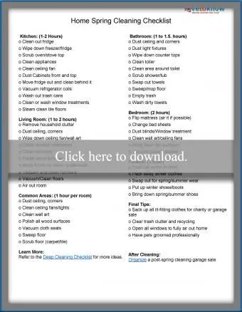 Lista di controllo per le pulizie di primavera