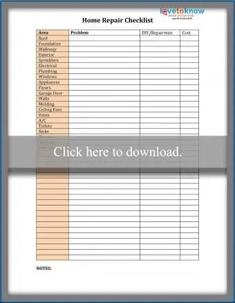Lista di controllo per la riparazione della casa