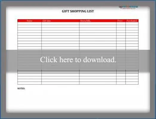 Lista della spesa regalo stampabile