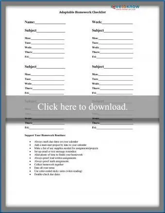Lista di controllo per i compiti stampabile