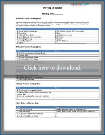 Lista di controllo in movimento stampabile