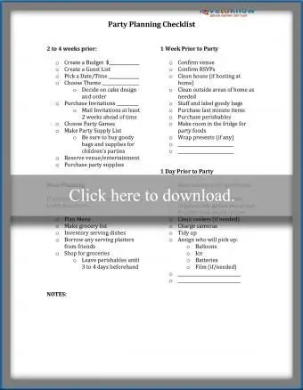 Lista di controllo per la pianificazione delle feste
