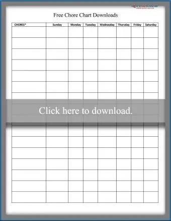 Tabella delle faccende gratis