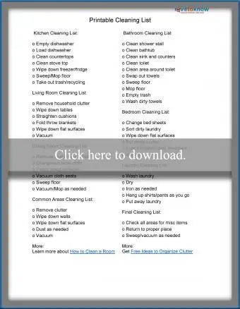 Lista di controllo per la pulizia stampabile