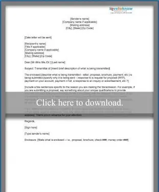 Lettera di trasmissione di 3 paragrafi