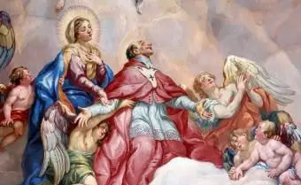 古代の芸術作品は、神聖な人物の上に球のような光輪で見られます。