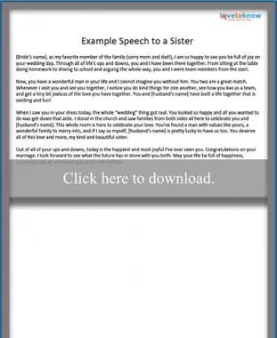 Exemplo de discurso de irmã