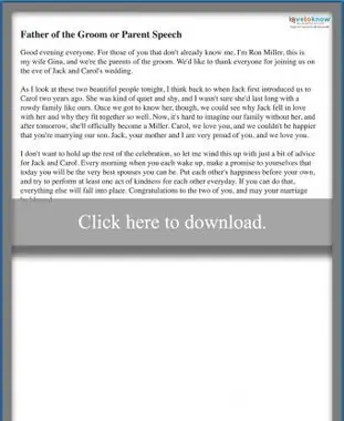 próbna przemowa obiadowa dla ojca lub rodzica