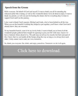 Kolacja próbna Mowa pana młodego kciuk