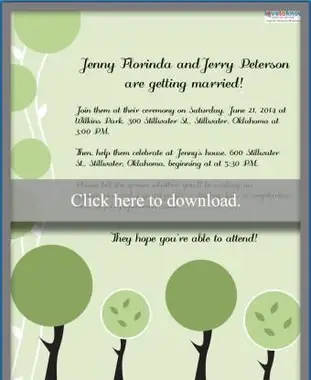 Clicca per stampare l'invito al matrimonio all'aperto.