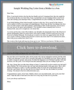 Carta imprimible de madre a hijo