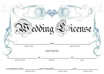 Licença de casamento de pombas