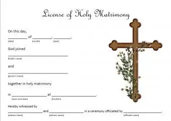 Licença de casamento cristão