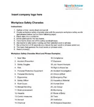 Sciarade per la sicurezza sul lavoro