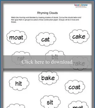 韻を踏む単語ファミリーワークシート