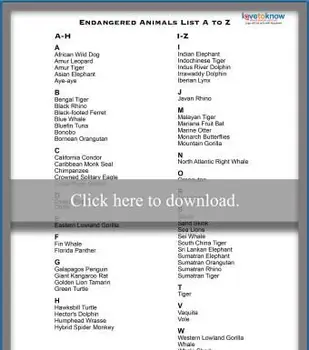 絶滅危惧種の動物リスト