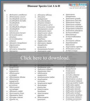 恐竜の種リストAからD