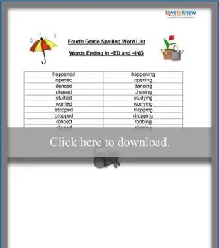 4年生のスペルの単語リスト