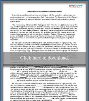 代名詞と先行詞の合意ワークシート