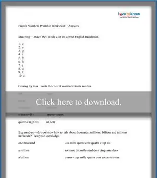 フランスの数字のワークシート