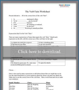 フランス語動詞フェアワークシート