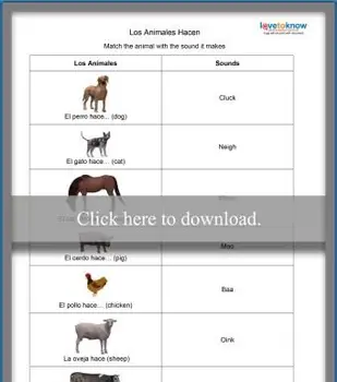 スペインの動物ワークシート