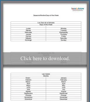 スペインの日、週、および季節のリスト