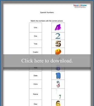 スペインの数字のワークシート
