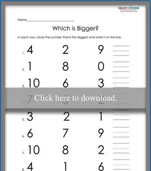 1から10の番号注文ワークシート