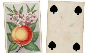 Carte à jouer victorienne avec quatre de trèfle