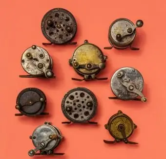 Valeurs de moulinet de pêche antique