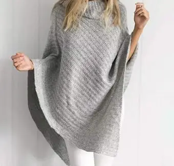 Jaeounr Poncho tricoté décontracté à col roulé pour femmes