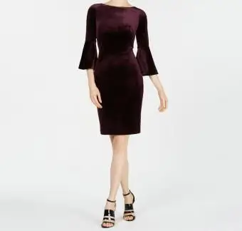 Robe en velours à manches cloche Calvin Klein