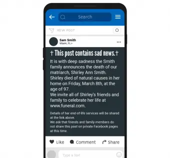 Come scrivere un annuncio di morte su Facebook