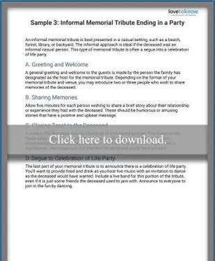 Beispiel 3 - Informelle Gedenkfeier, die in einer Party endet