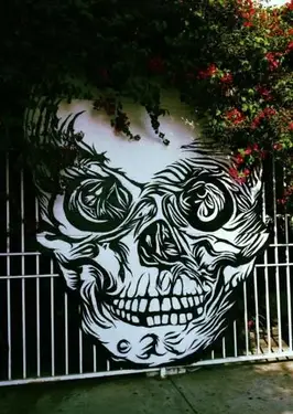 גולגולת מצוירת ביד מחוץ למוזיאון