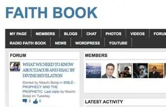 Captura de tela do site Faith Book