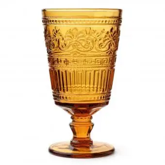 Vintage bernsteinfarbener Pressglaskelch