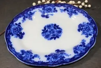 Antique Flow Blue Waldorf New Wharf Pottery